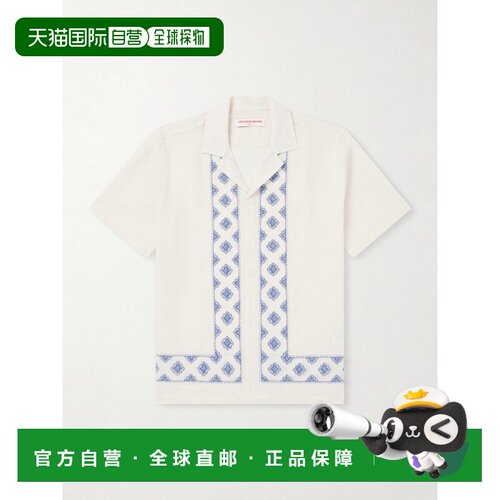 1h可退 Orlebar Brown 男士 Maitan Camp-Collar 刺绣棉
