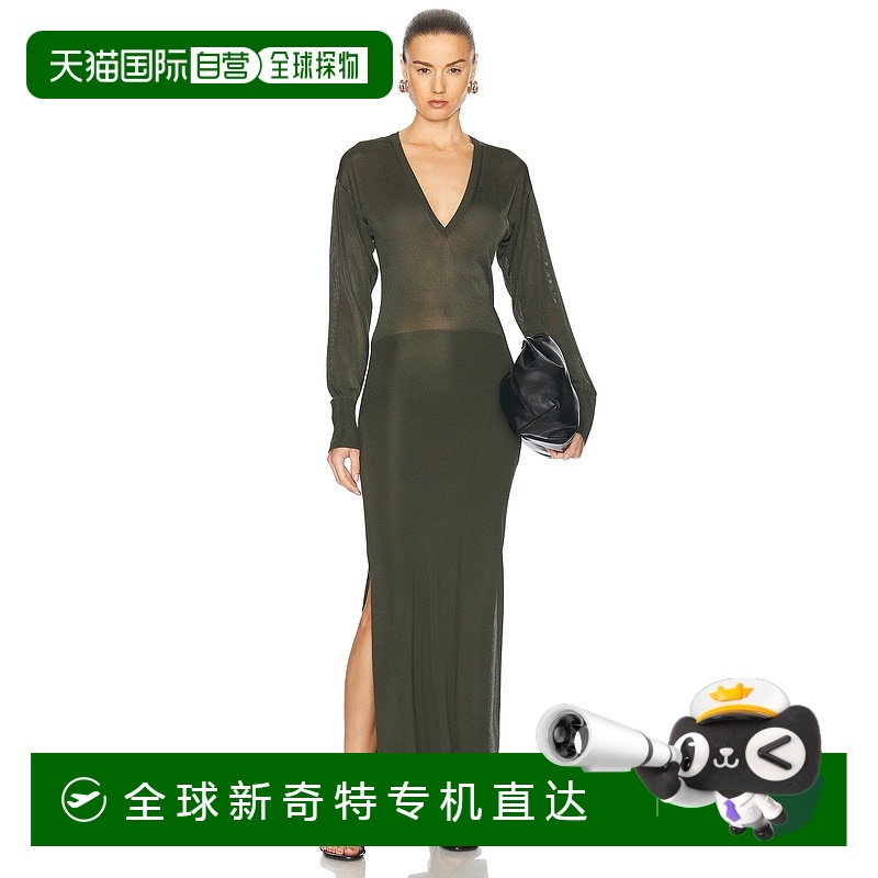 1h可退 香港直邮Ami Paris 女士 V领中长连衣裙 FDR260KN0065