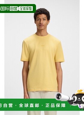 自营欧洲直邮Hugo Boss 男士黄色棉圆领短袖T恤