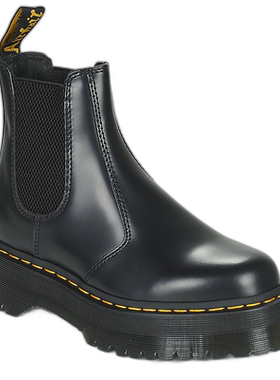 欧洲直邮dr. martens 女士黑色光面皮革短筒厚底时尚百搭切尔西靴