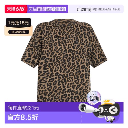 1h可退 香港直邮ANINE BING 女士 AVI T恤 A0811154MTL59LEOPARD