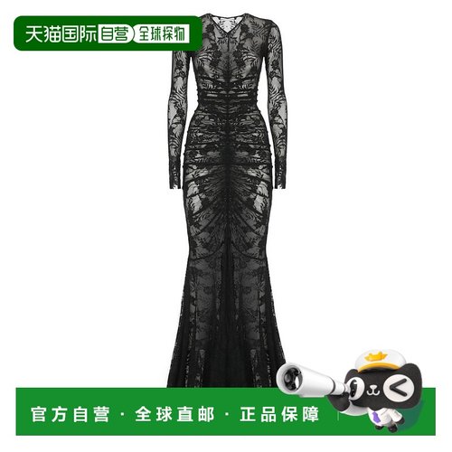 1h可退 香港直邮NORMA KAMALI 诺玛 卡玛丽 女士 蕾絲 V 領連身裙