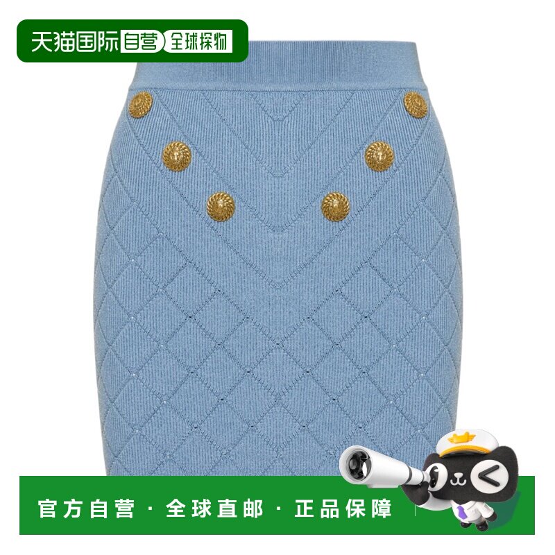 1h可退 香港直邮BALMAIN 女士半身裙 CF1LB004KF536DI SS2024 蓝