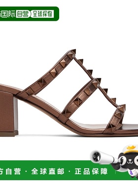 1h可退 香港直邮valentino 华伦天奴 女士 棕色 Rockstud Metalli