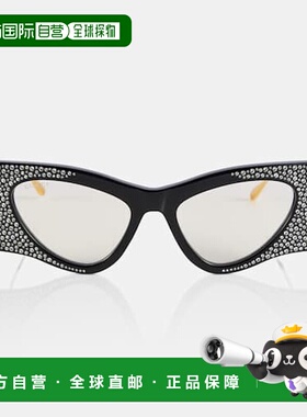 1h可退 香港直邮Gucci 古驰 女士 水晶装饰猫眼太阳眼镜