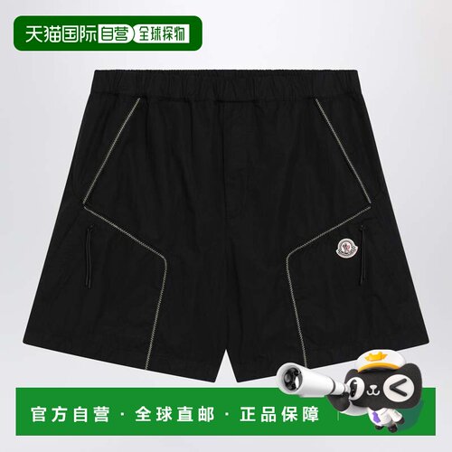 1h可退 香港直邮Moncler 盟可睐 男士 黑色棉质华达呢工装短裤 2B