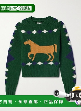 1h可退 香港直邮Bode 女士 Diamond Corral 嵌花羊毛毛衣 WRS25KT