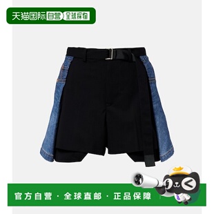 舒适时尚 香港直邮Sacai blue蓝色 拼接牛仔短裤 女士