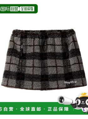 香港直邮Miu Miu 格纹泰迪熊半身裙迷你包臀裙 MG251818ZQSOOO