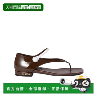 5Y468E06EF010 双色漆皮玛丽珍人字拖凉鞋 香港直邮Miu Miu