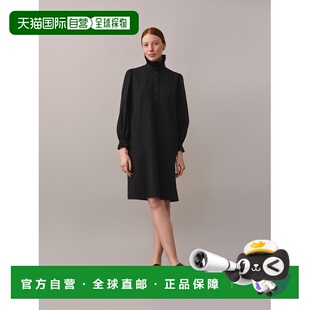 自营欧洲直邮Bonpoint小樱桃 Joie女士黑色荷叶领羊毛连衣裙