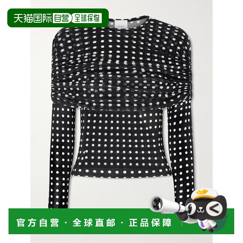 1h可退 美国直邮Patou 女士 褶皱波尔卡圆点雪纺上衣 TO1720243