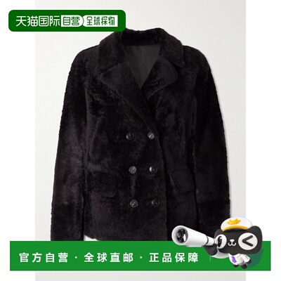 1h可退 香港直邮YVES SALOMON 女士 双排扣毛羊皮夹克 25WYV64164