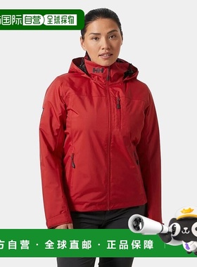 自营欧洲直邮Helly Hansen 女士红色聚酯圆领连帽中层航海夹克2.0