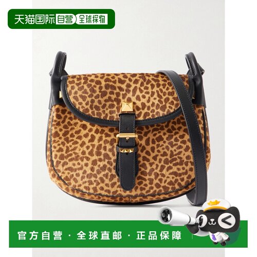 香港直邮valentino 华伦天奴 女士 Flaneuse 小号铆钉皮革饰边豹