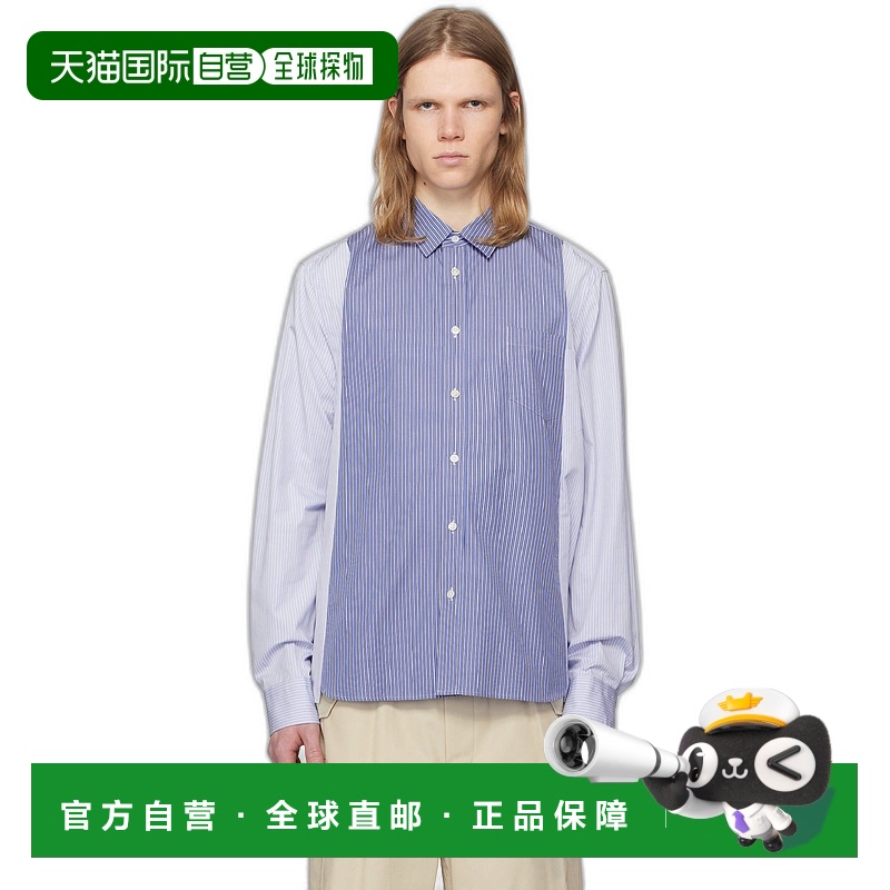 香港直邮Sacai 男士 蓝色 Cotton Poplin 衬衫 2503621M条纹府绸