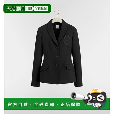 自营欧洲直邮Dior迪奥  Medaillon女士黑色羊毛/真丝Bar外套