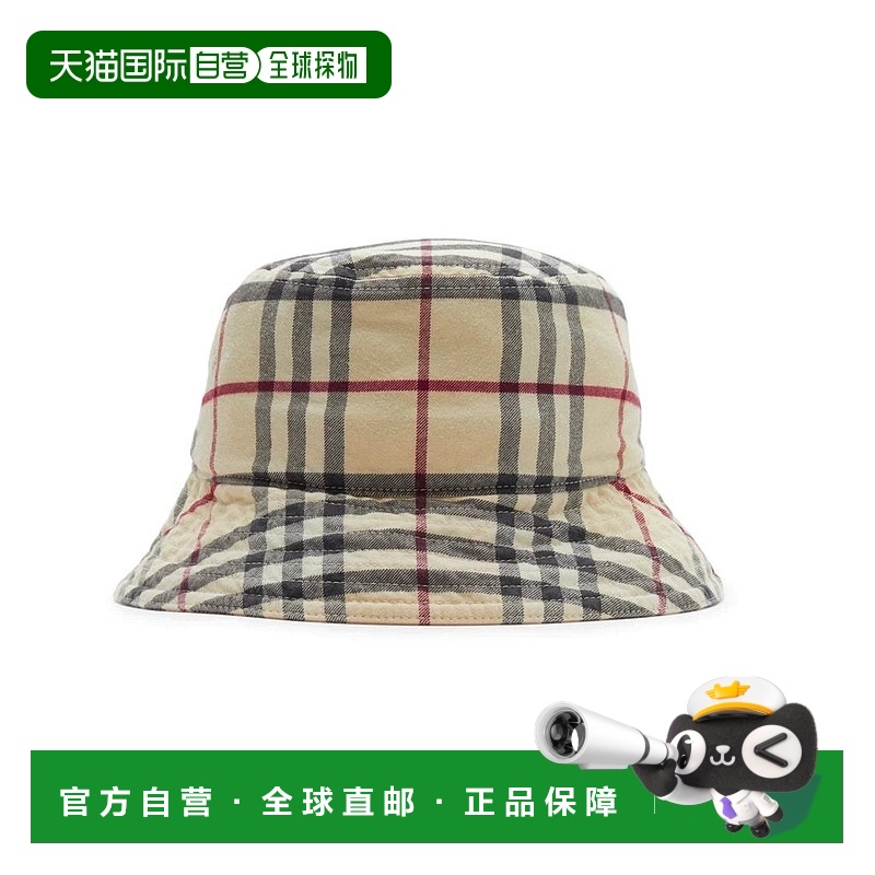 【自营】欧洲直邮Burberry/博柏利 男女通用米色经典格纹短檐帽子