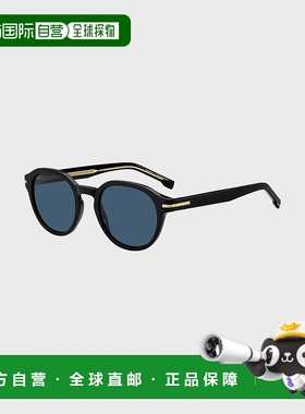 自营欧洲直邮HUGO BOSS雨果BOSS BLACK 带金色铰链黑色醋酸纤维太