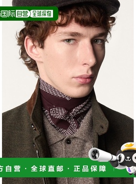 自营欧洲直邮Loro Piana 男士紫色/褐色棉围巾