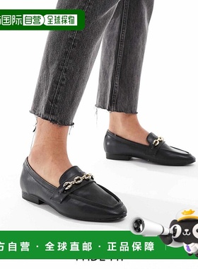 香港直邮ASOS 女士 Macaroon 设计宽版锁链便鞋(黑色)一脚蹬