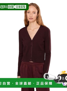 1h可退 香港直邮VINCE 女士 缎面系扣V领针织开衫 red红色 舒适时