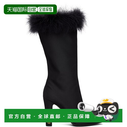 香港直邮valentino 华伦天奴 女士 黑色 Feather Shantung Hotty