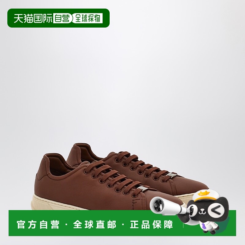 香港直邮Salvatore Ferragamo 菲拉格慕 男士 棕色皮质运动鞋 077