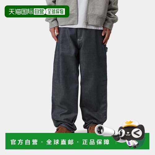 自营欧洲直邮Carhartt WIP Single Knee男士蓝色棉宽松直筒牛仔裤