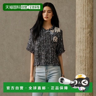 DF1EE110PC45 上衣 香港直邮Balmain 贴花粗花呢短袖