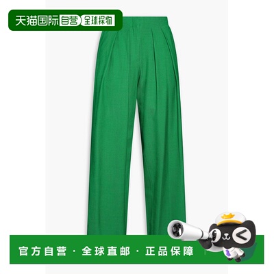 香港直邮Maje 女士 褶裥粗纺梭织阔腿裤 MFPPA00756GREEN