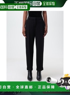 1h可退 香港直邮Balmain 巴尔曼 女士 翻边下摆羊毛休闲裤 BF0PM0