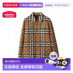 自营欧洲直邮Burberry博柏利男士 棉服新年礼物 格纹单排扣贴袋长袖