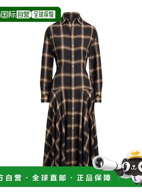 香港直邮Ralph Lauren 格纹斜纹拼接中长衬衫裙连衣裙 211A12167
