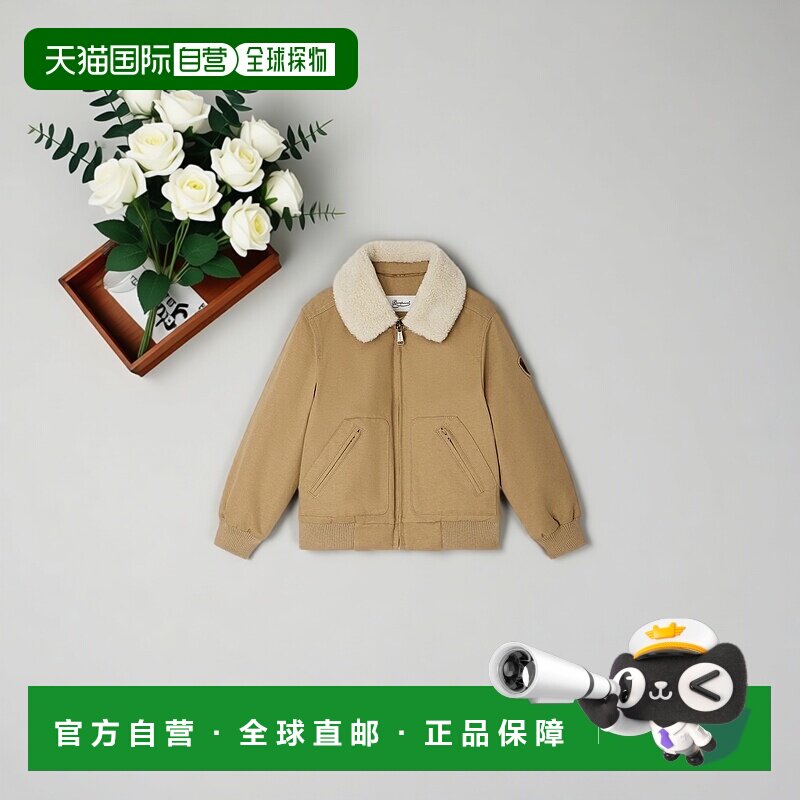 欧洲直邮Bonpoint小樱桃 John男童米色防泼水可拆领羽绒外套保暖