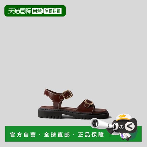 自营欧洲直邮Claudie Pierlot 女士巧克力色皮革搭扣凉鞋