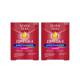 欧洲直邮英国Seven Seas七海鱼油30粒鱼肝油+30片复合维生素女性