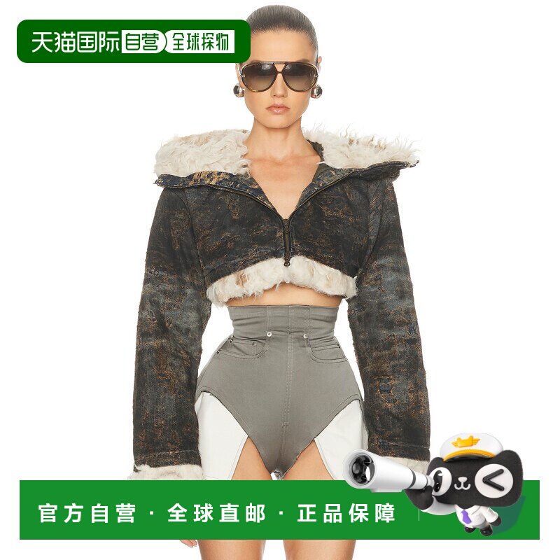 1h可退 美国直邮Diesel 迪赛 女士 短款人造皮草拉链夹克 A171280