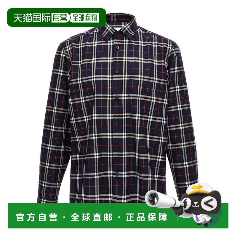 1h可退 香港直邮BURBERRY 男士衬衫 8073220NAVY SS2024 蓝色 BUR
