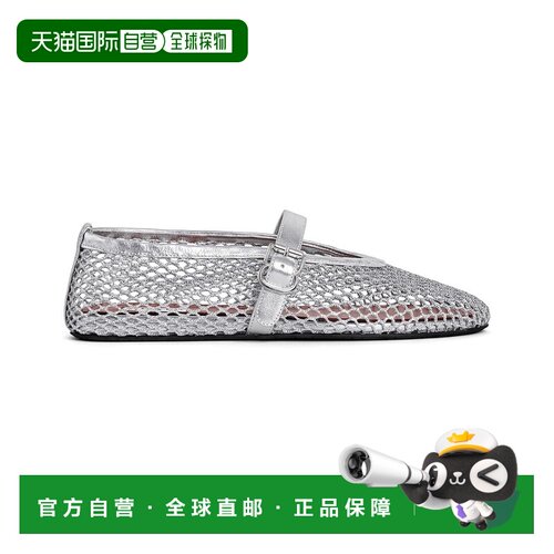 自营欧洲直邮Alaia阿拉亚 LA BALLERINE女士网纱压纹小牛皮搭扣平