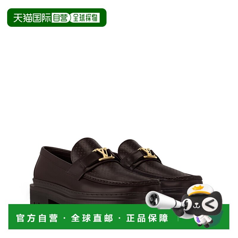 自营欧洲直邮LV路易威登 男士棕色皮革老花图案乐福鞋皮鞋男鞋