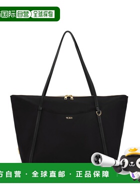 自营欧洲直邮Tumi途明 Voyageur女士黑色/金色尼龙拉链开合托特包