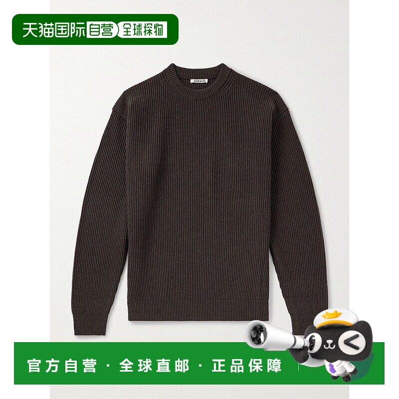 1h可退 香港直邮AURALEE 男士 罗纹羊毛毛衣 A25AP02RKTOPBROWN