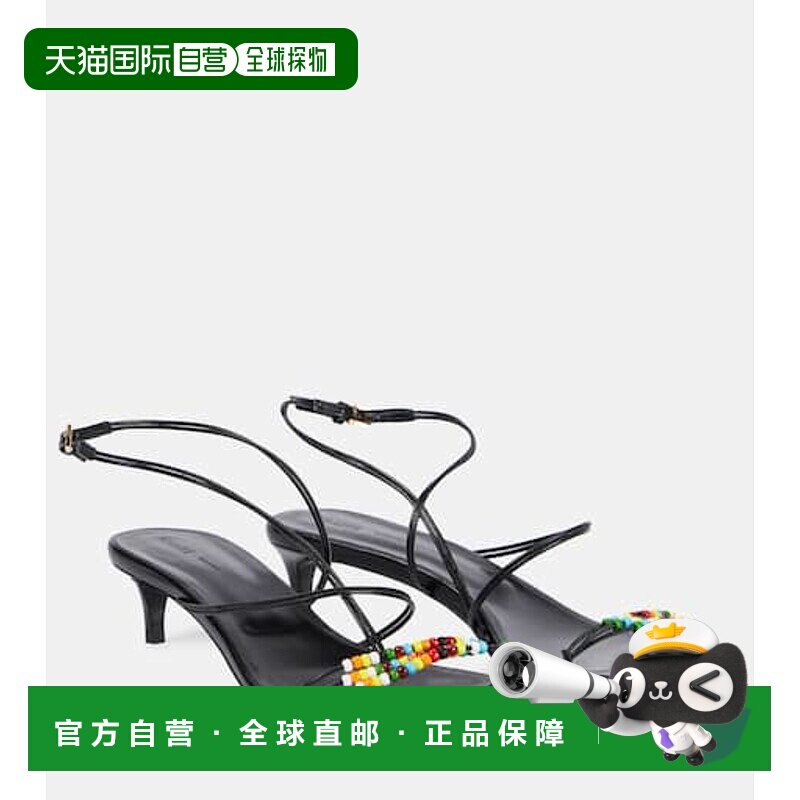 香港直邮KHAITE 女士 Loop 35 珠饰皮质凉鞋 black黑色 舒适时尚