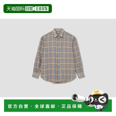 1h可退 香港直邮AURALEE 女士 AIRY A25AS01WN 羊毛格纹浅蓝衬衫