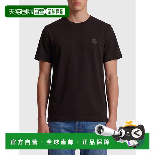 1h可退 香港直邮Moncler 盟可睐 男士 黑色 Double Leather Logo
