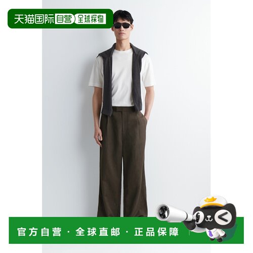 自营欧洲直邮COS 男士深棕色编织皮革凉鞋
