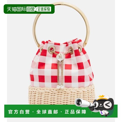 香港直邮Jimmy Choo 周仰杰 女士 Gingham 小号水桶包斜挎包精美
