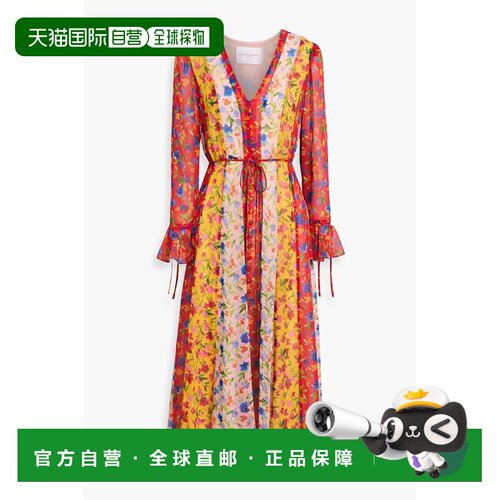 香港直邮CAROLINA HERRERA 女士 印花雪纺中长连衣裙 R2411N569TG