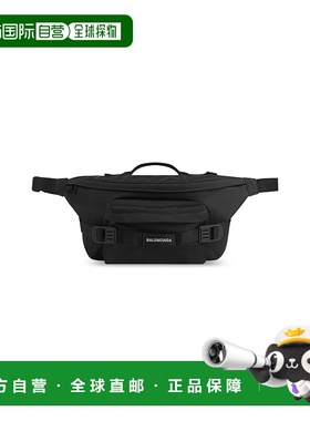 自营欧洲直邮Balenciaga巴黎世家 Army男士黑色logo贴布大号腰包
